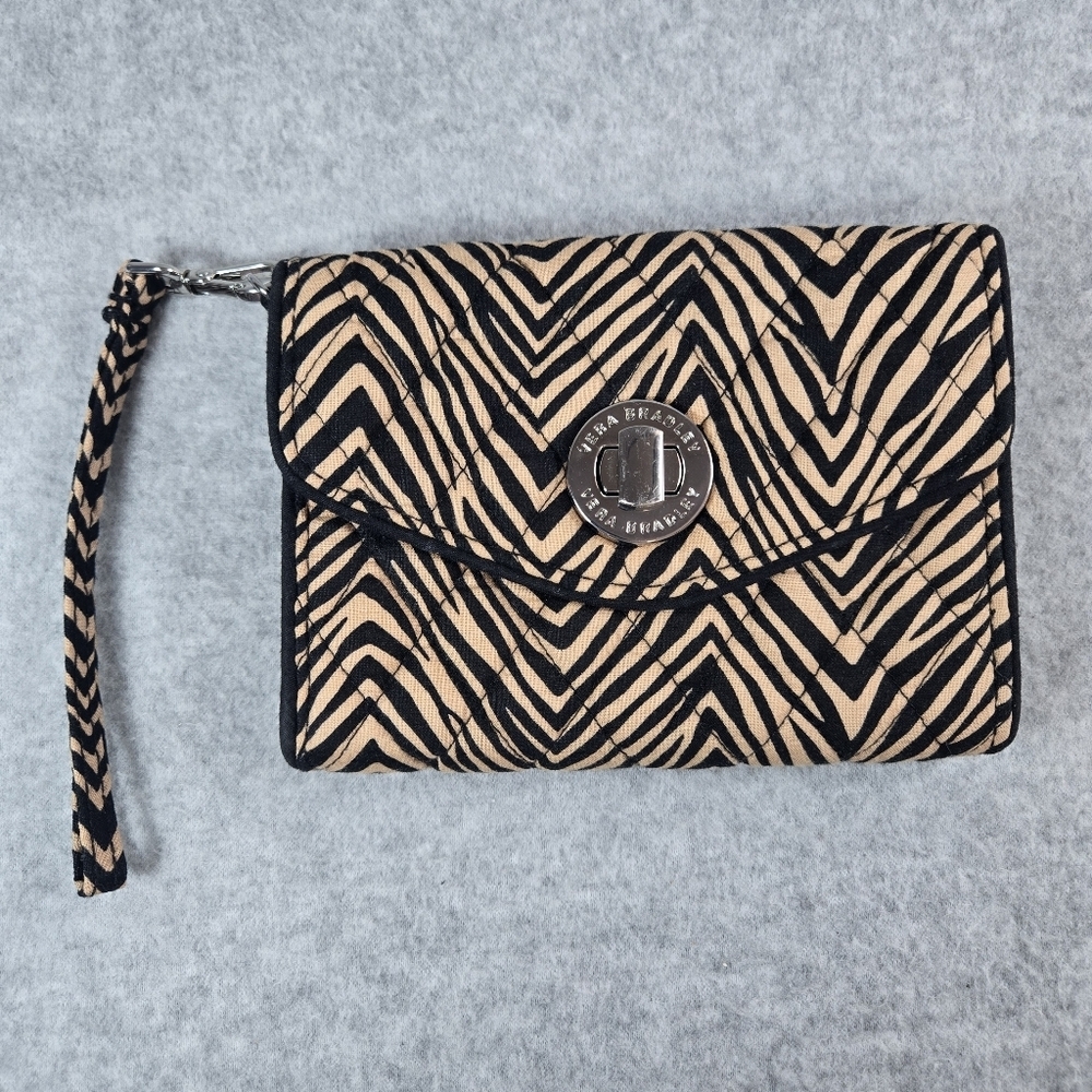 Vera Bradley Tan Zebra Your Turn Smartphone Quilted Wristlet Wallet Clutch NWOT